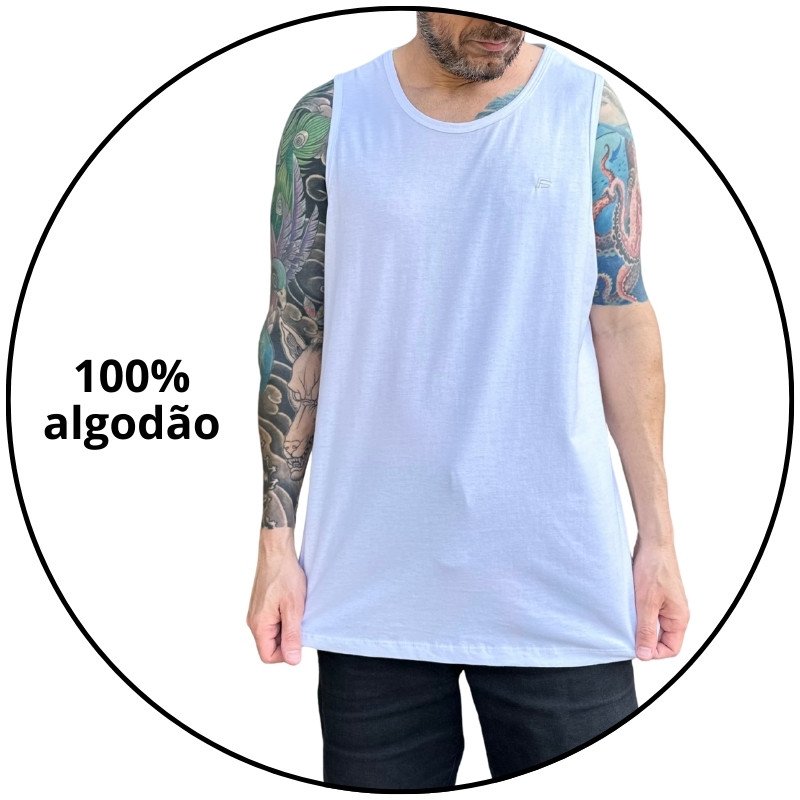 camiseta regata masculina freesurf basica classic branca descricao 3