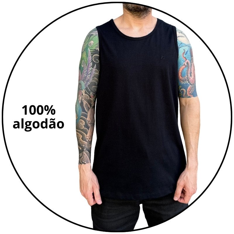 camiseta regata masculina freesurf basica classic preta descricao 3