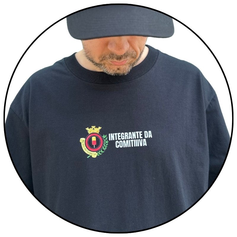 camiseta masculina reino do garcia integrante da comitiva preta descricao 1