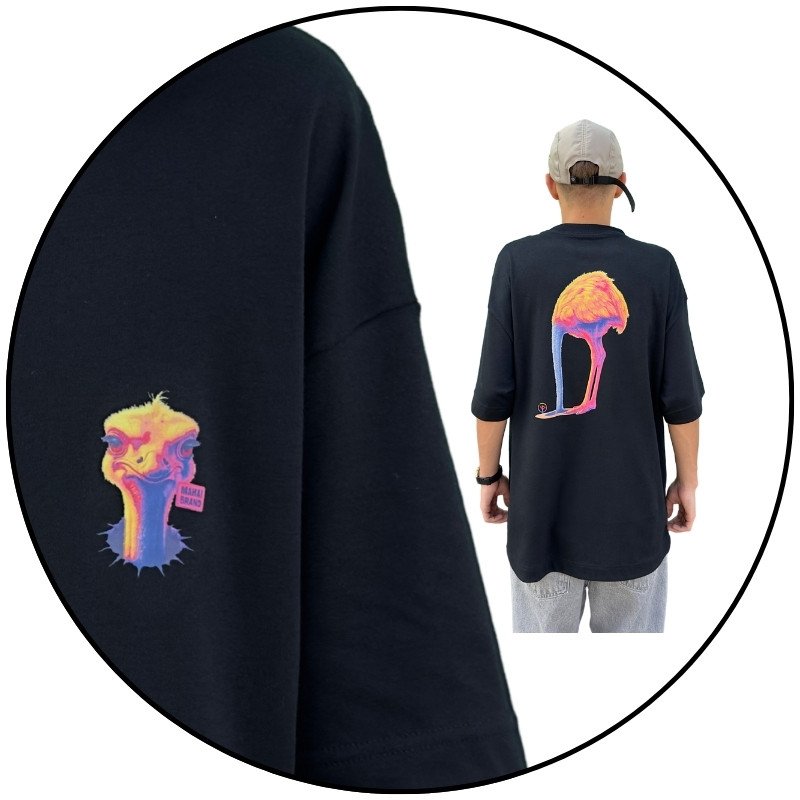 camiseta masculina oversized mahai avestruz preta descricao 3