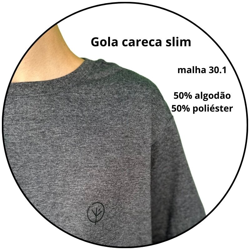 camiseta masculina regular mahai logo cinza chumbo descricao 3