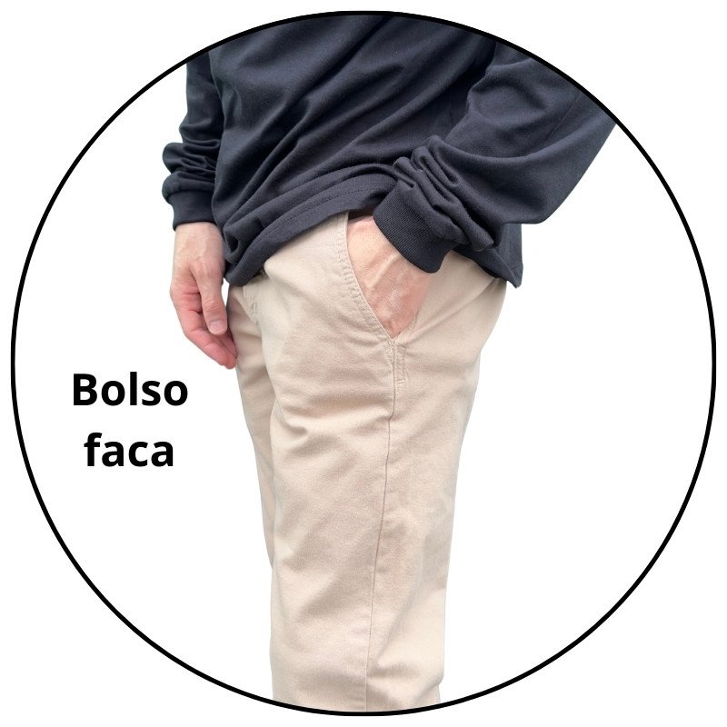 calca sarja masculina slim social via grafit bege descricao 2
