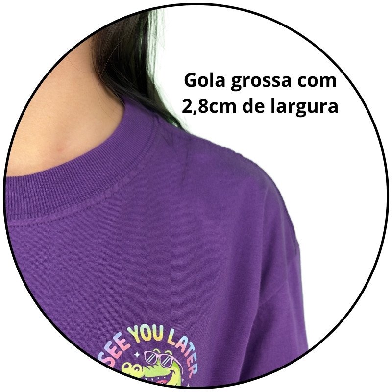 cropped camiseta street mahai jacare see you later roxo descricao 3
