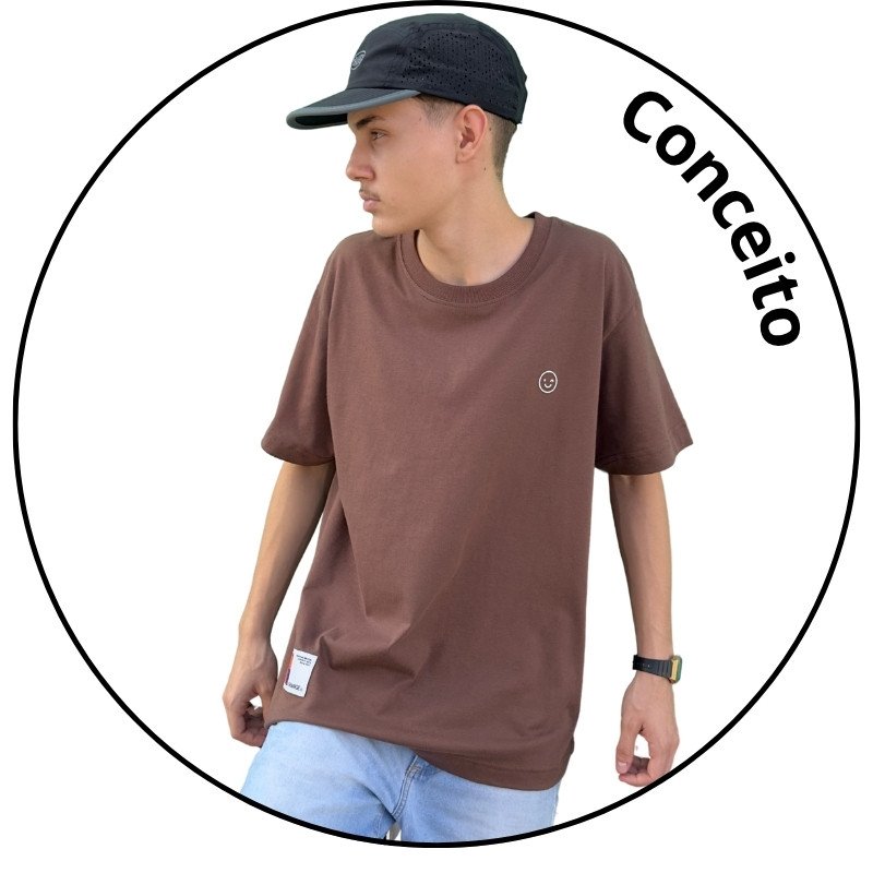 camiseta masculina orange core basic smile marrom descricao 1