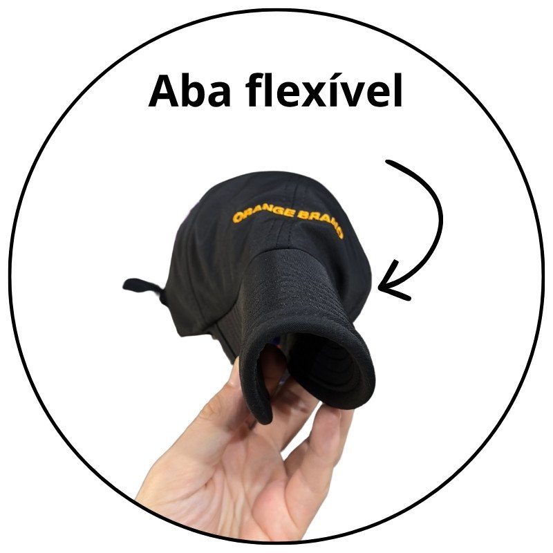 bone aba reta orange nylon ligth strapback preto descricao 2