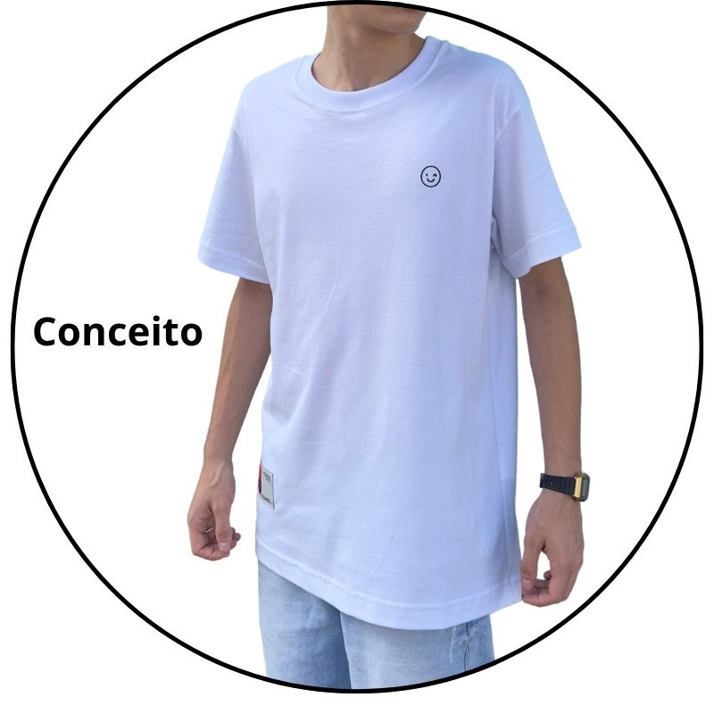 camiseta masculina orange core basic smile branca descricao 1