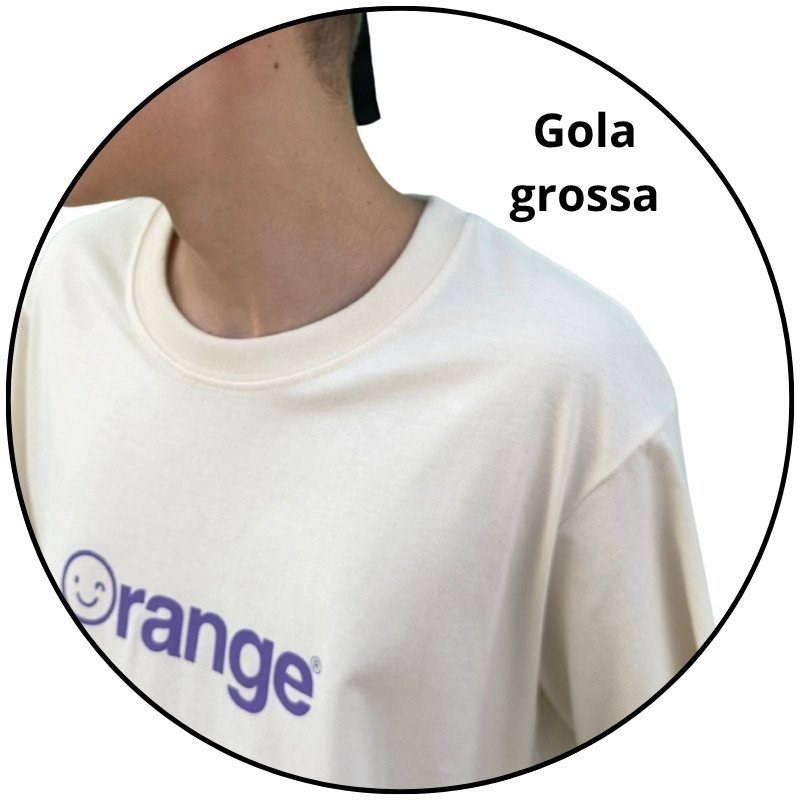 camiseta masculina orange core smile bege descricao 3