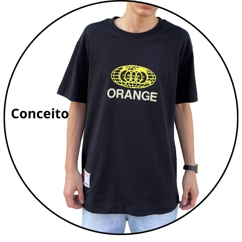 camiseta masculina orange world preta descricao 1