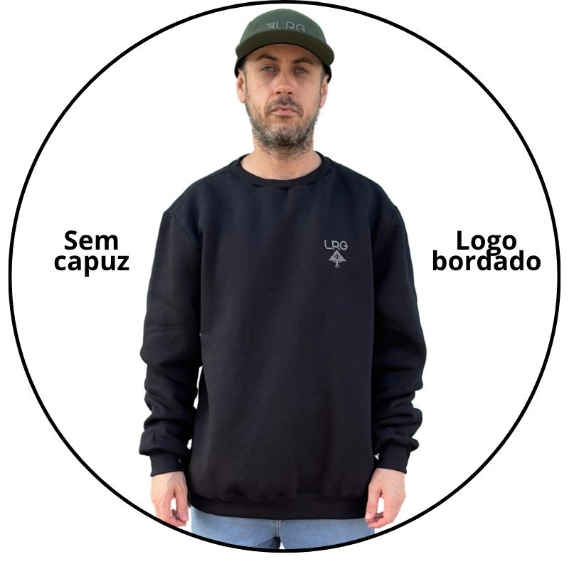 casaco moletom careca lrg logo plus crew preto descricao 1