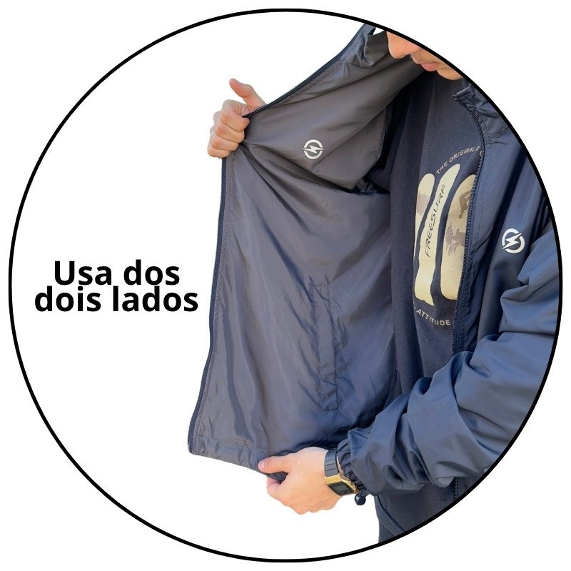 jaqueta masculina corta vento dupla face open shock azul cinza descricao 2