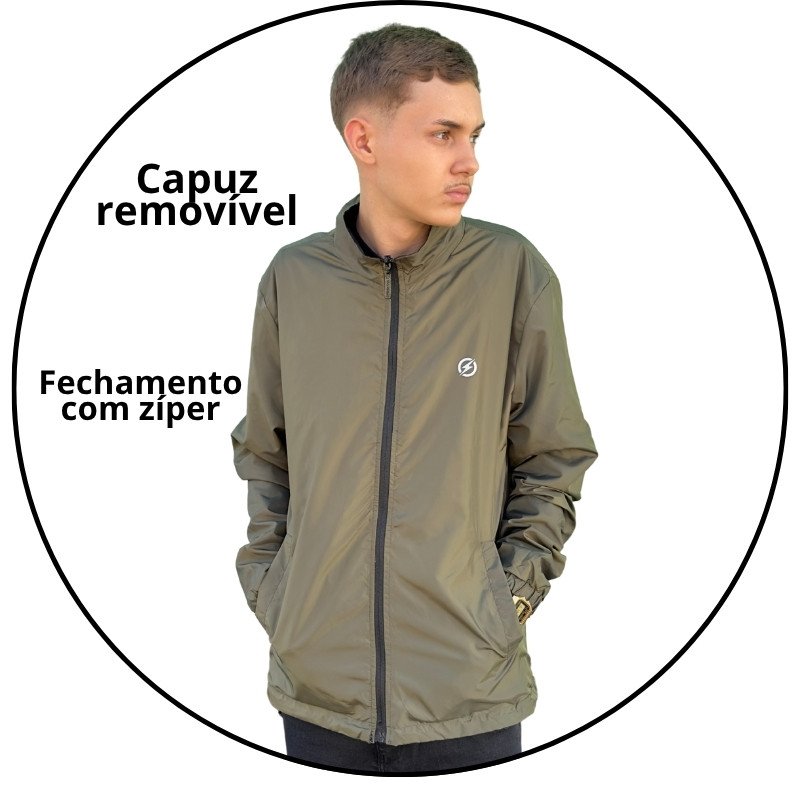 jaqueta masculina corta vento dupla face open shock preto verde descricao 1