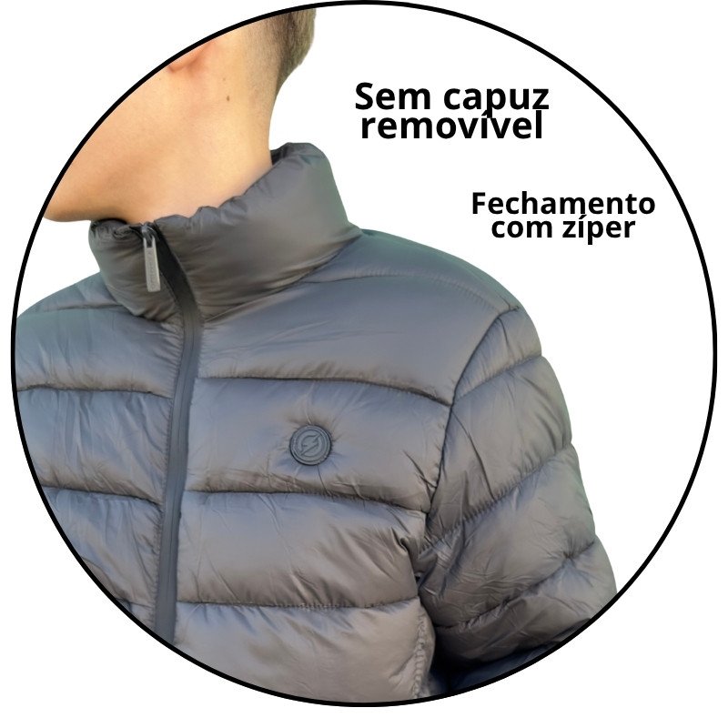 jaqueta masculina puffer open shock cinza chumbo descricao 1