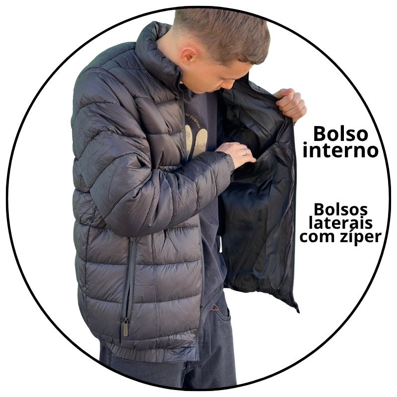 jaqueta masculina puffer open shock preta descricao 2