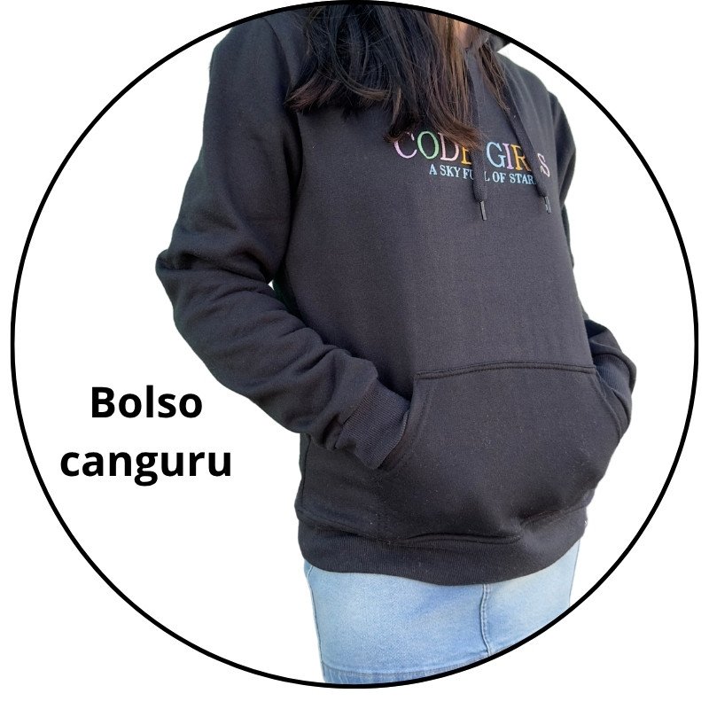 casaco moletom canguru feminino code company girls preto descricao 2