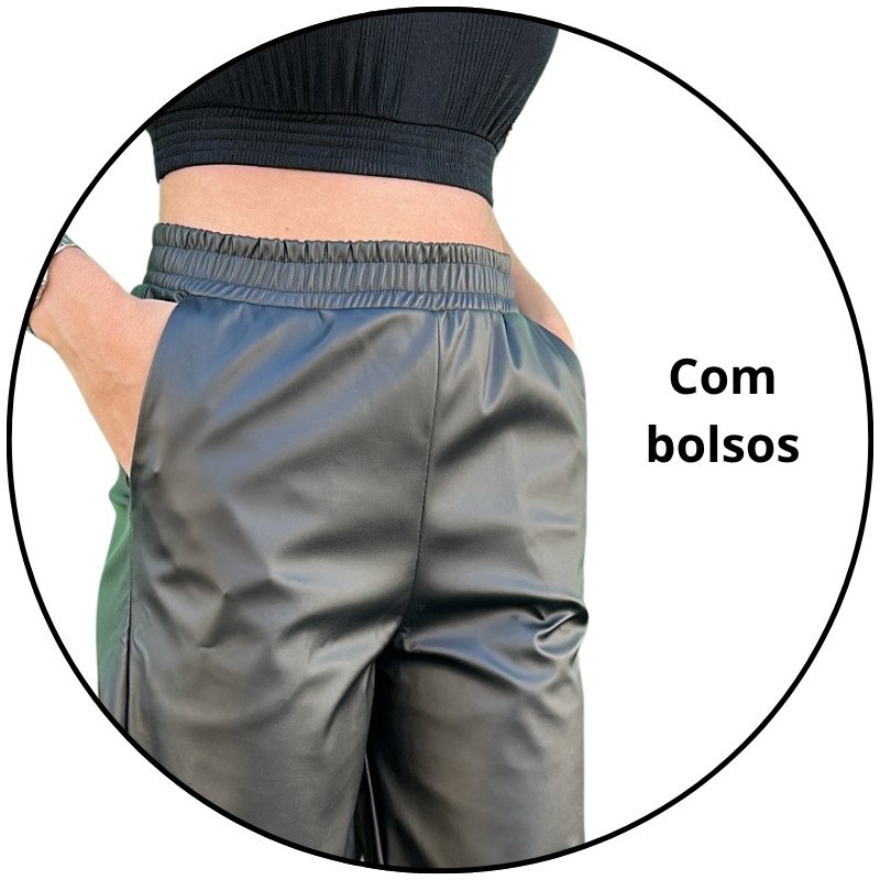 calca feminina wide couro fake iana preta descricao 3