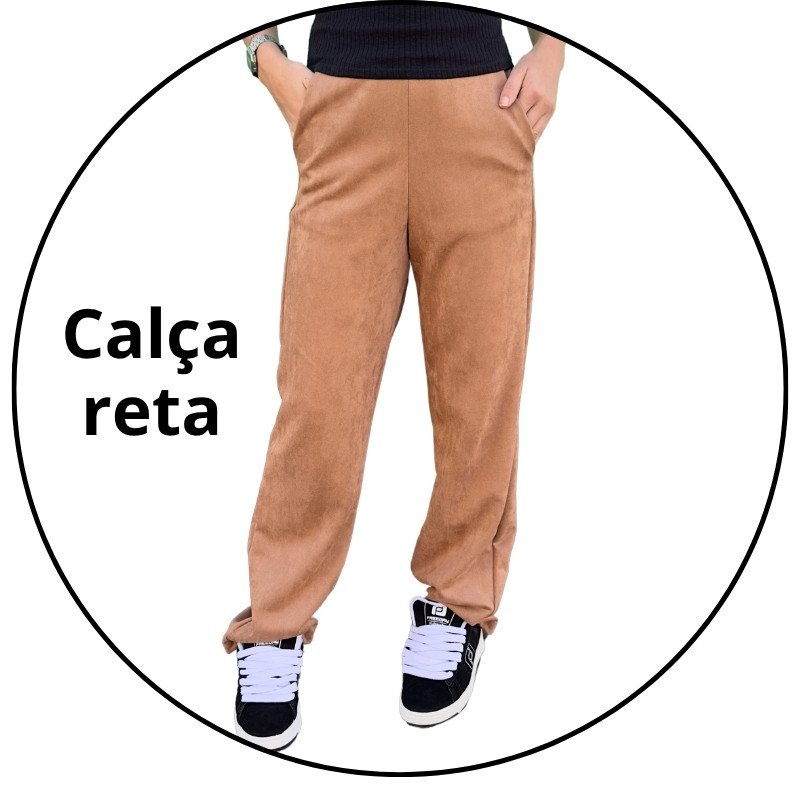 calca feminina reta suede iana marrom descricao 1