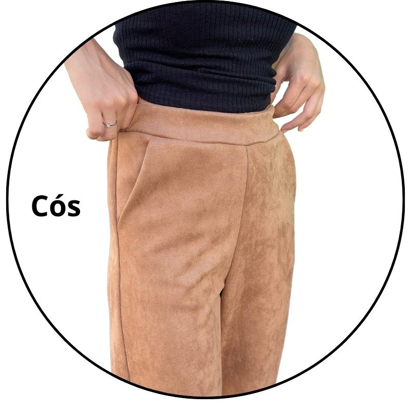 calca feminina reta suede iana marrom descricao 2