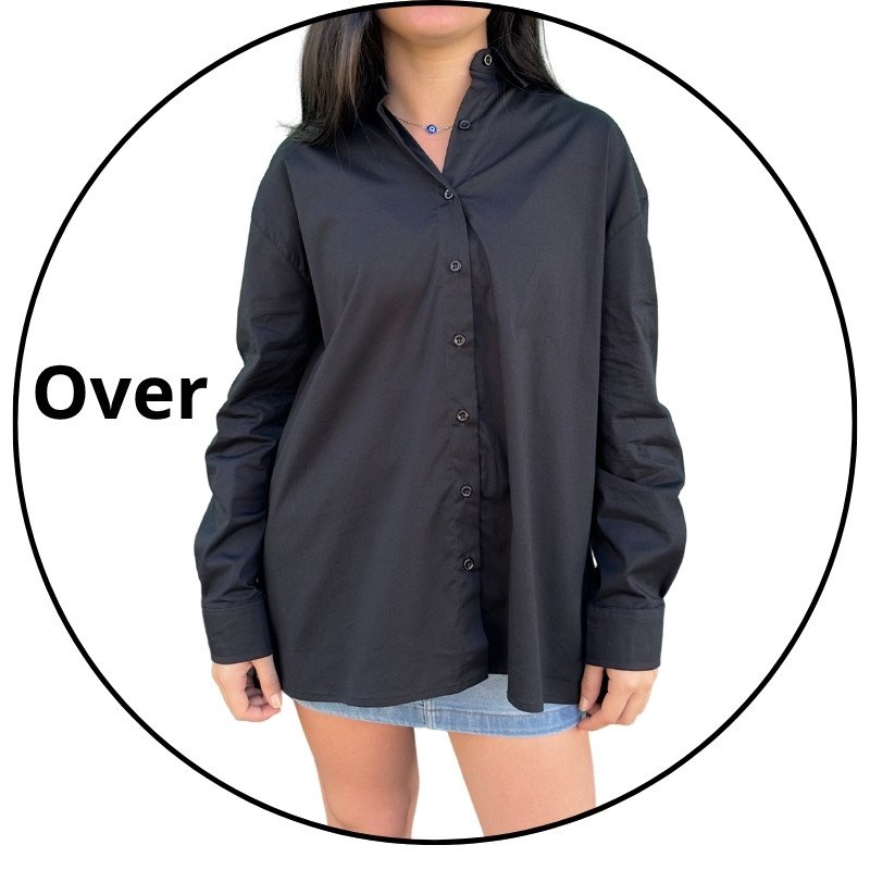 camisa feminina over tricoline iana preto descricao 1