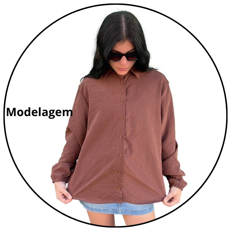 camisa feminina cupro iana marrom descricao 1