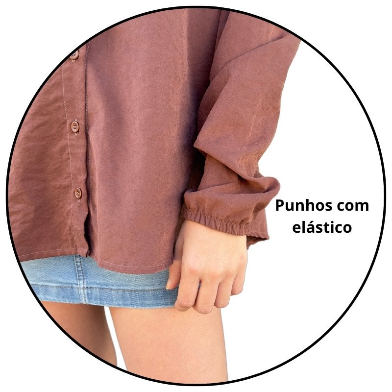 camisa feminina cupro iana marrom descricao 2