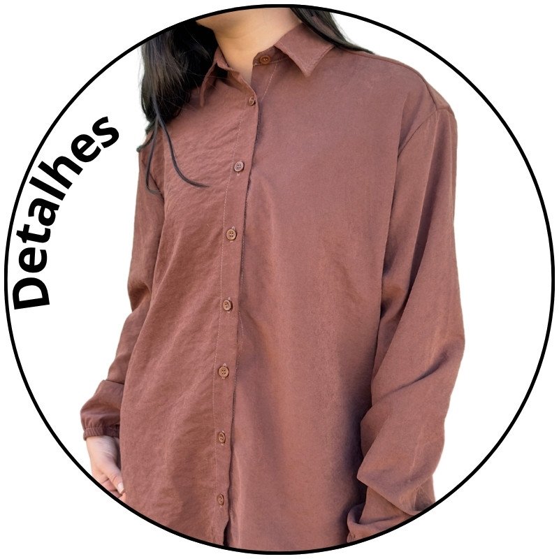 camisa feminina cupro iana marrom descricao 3