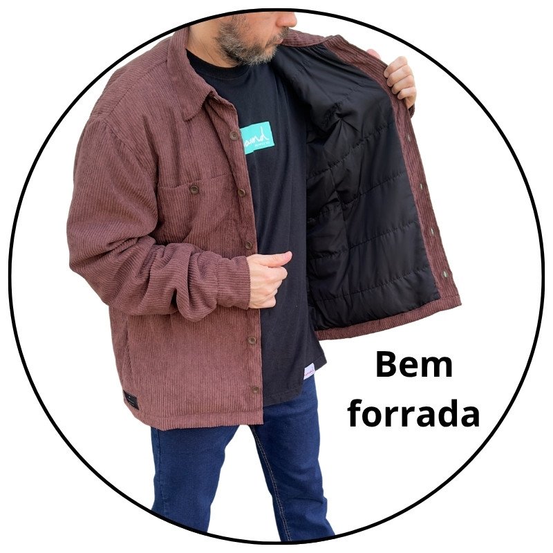 jaqueta masculina botao cordy cotele freesurf marrom descricao 1