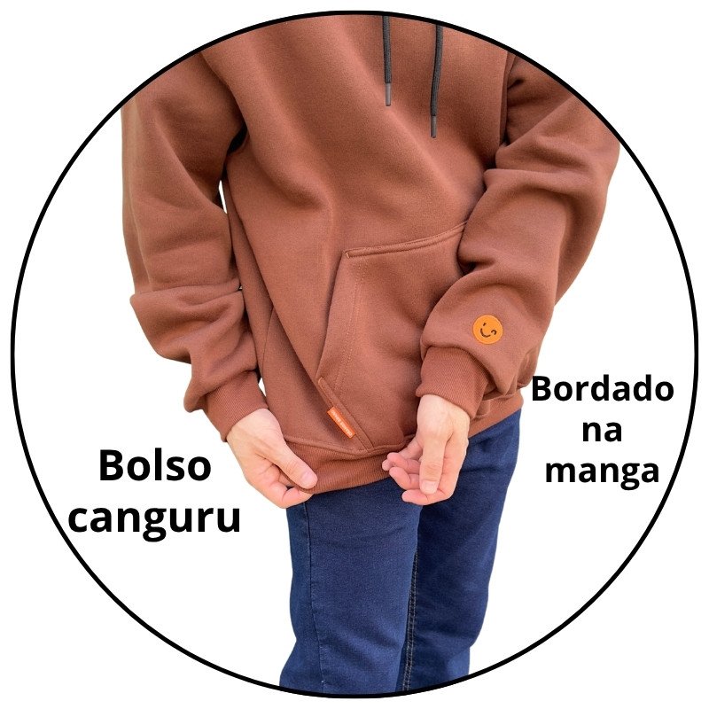 casaco moletom canguru masculino orange essential marrom descricao 2