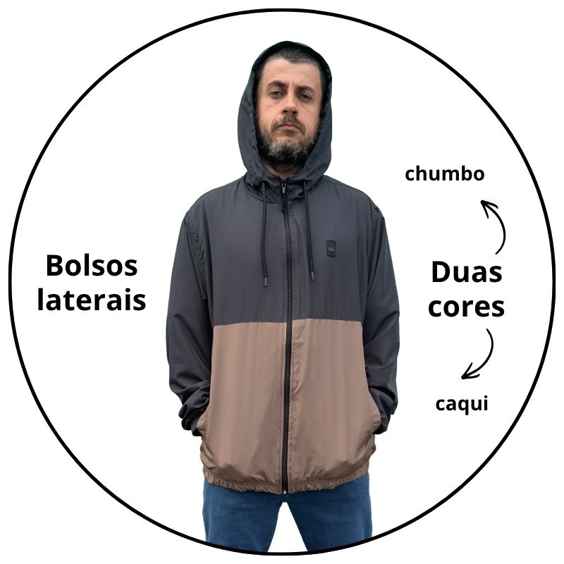 jaqueta leve corta vento freesurf block chumbo caqui descricao 2