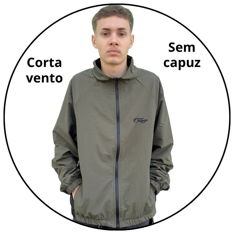 jaqueta leve corta vento orange core verde preto descricao 1