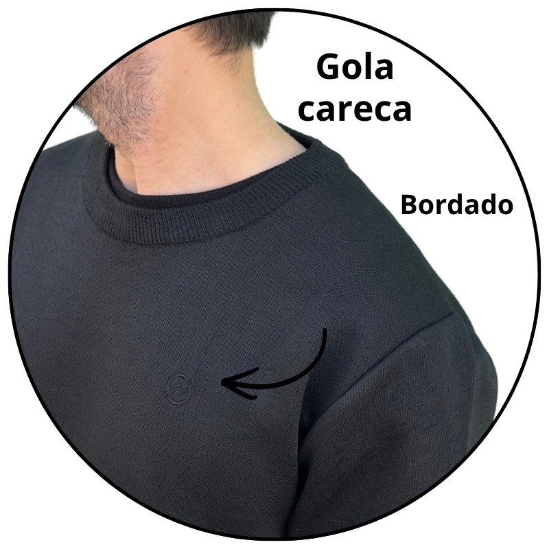 casaco sueter tricot masculino open shock preto descricao 2