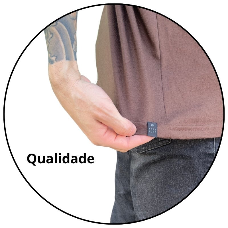 camiseta masculina freesurf essential logo marrom descricao 1