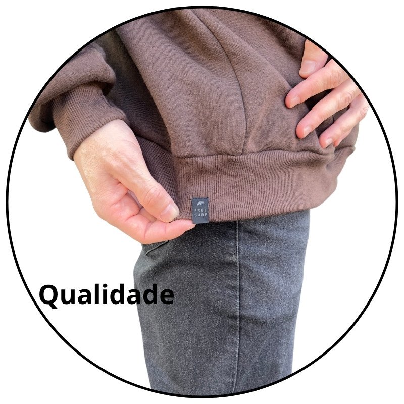 casaco moletom masculino canguru freesurf basico logo marrom descricao 1