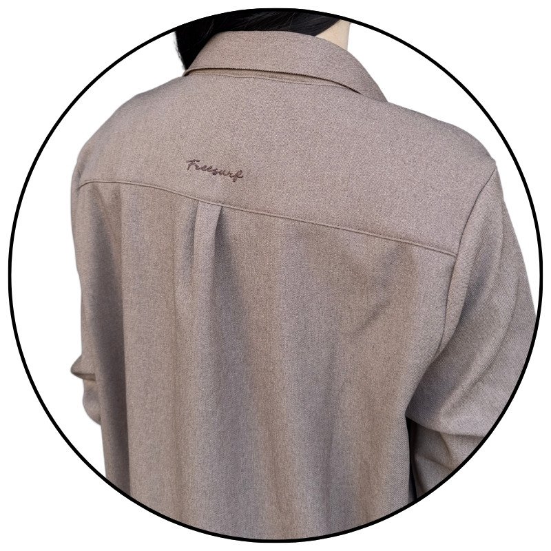 camisa botao feminina freesurf noblesse marrom descricao 1