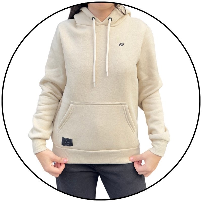 casaco moletom canguru feminino freesurf mini logo bege descricao 3