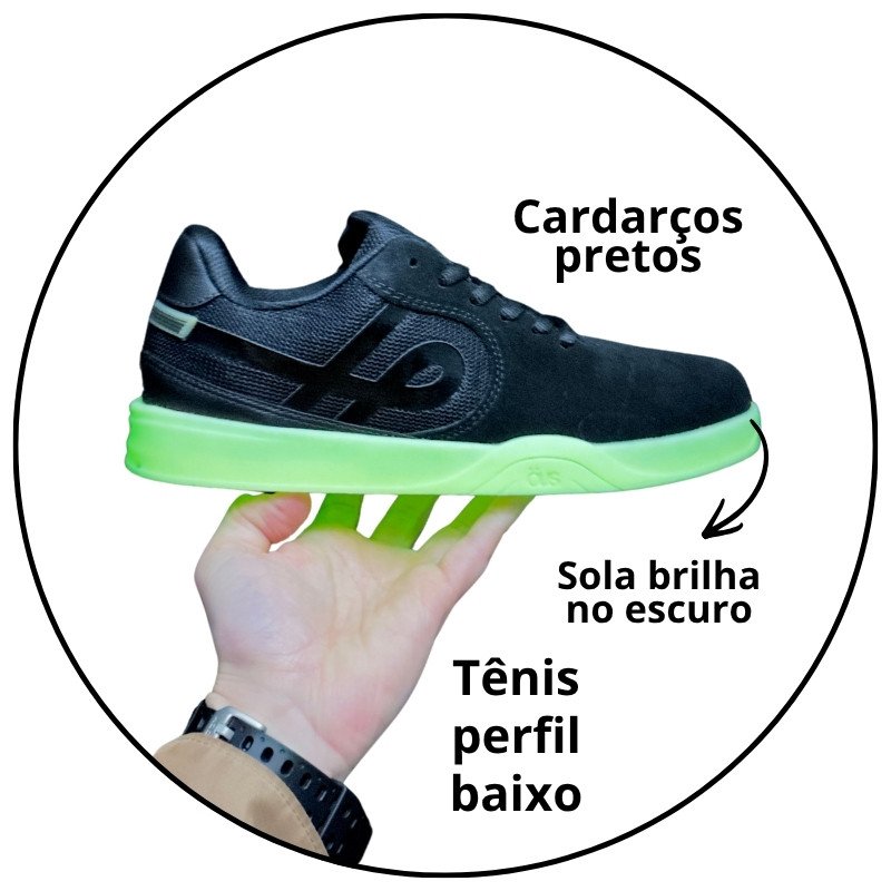 tenis ous imigrante glow in dark essencial preto descricao 1