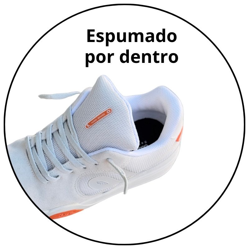 tenis ous imigrante cinza gelo laranja descricao 2