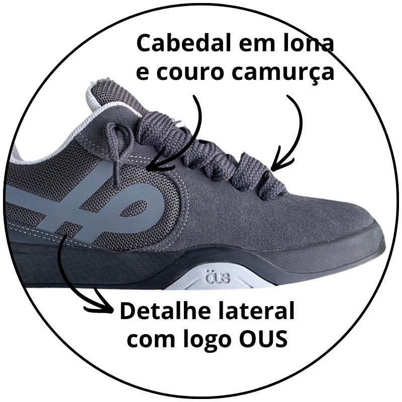 tenis ous imigrante serie x cinza chumbo refletivo gelo essencial descricao 3