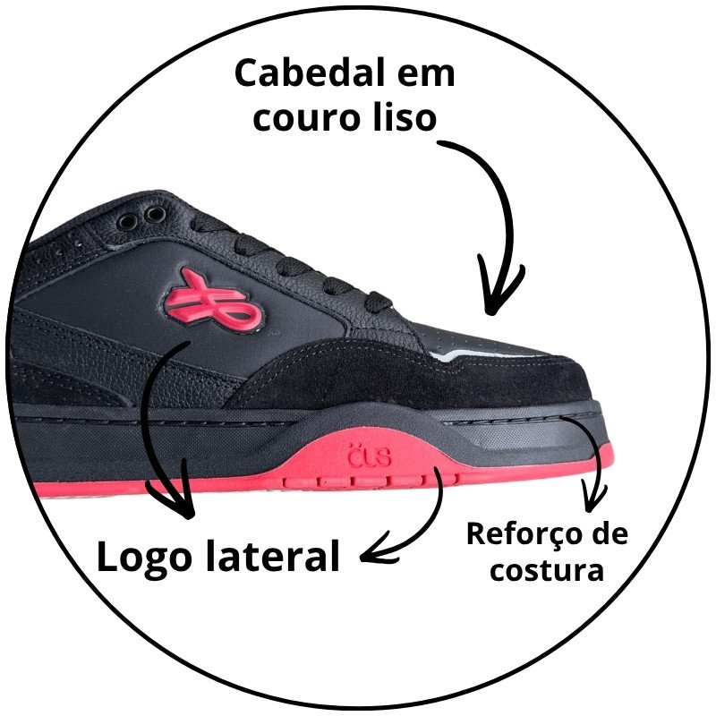 tenis ous sousa preto vermelho imperial descricao 3