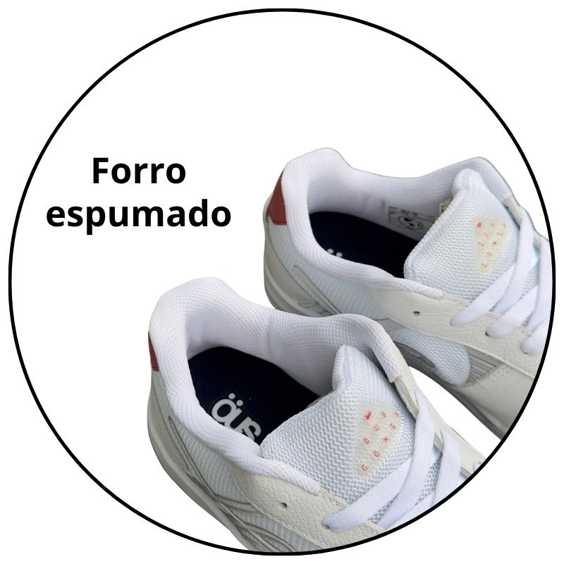 tenis ous gomes branco silver bordo refletivo descricao 2