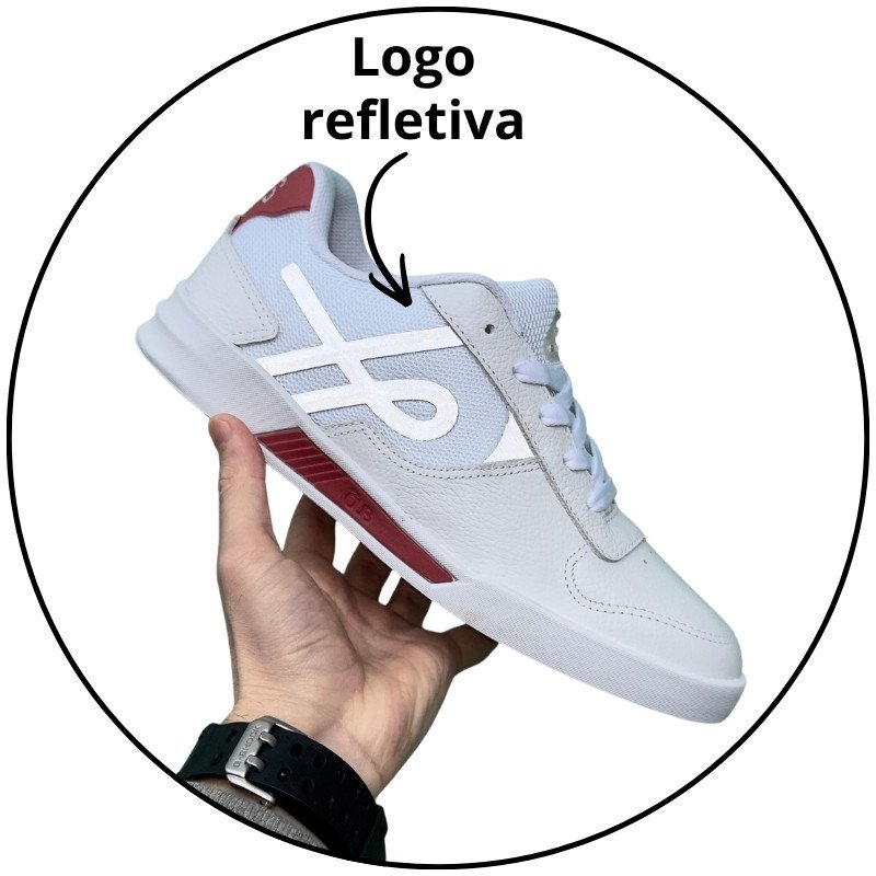 tenis ous gomes branco silver bordo refletivo descricao 3