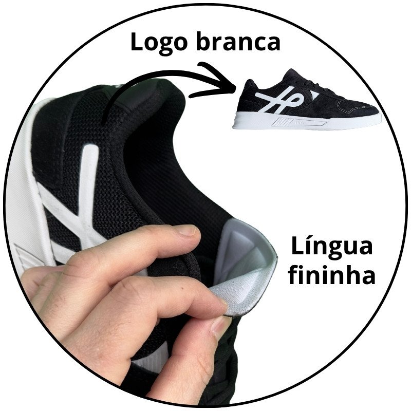 tenis ous gomes preto branco pb essencial descricao 3