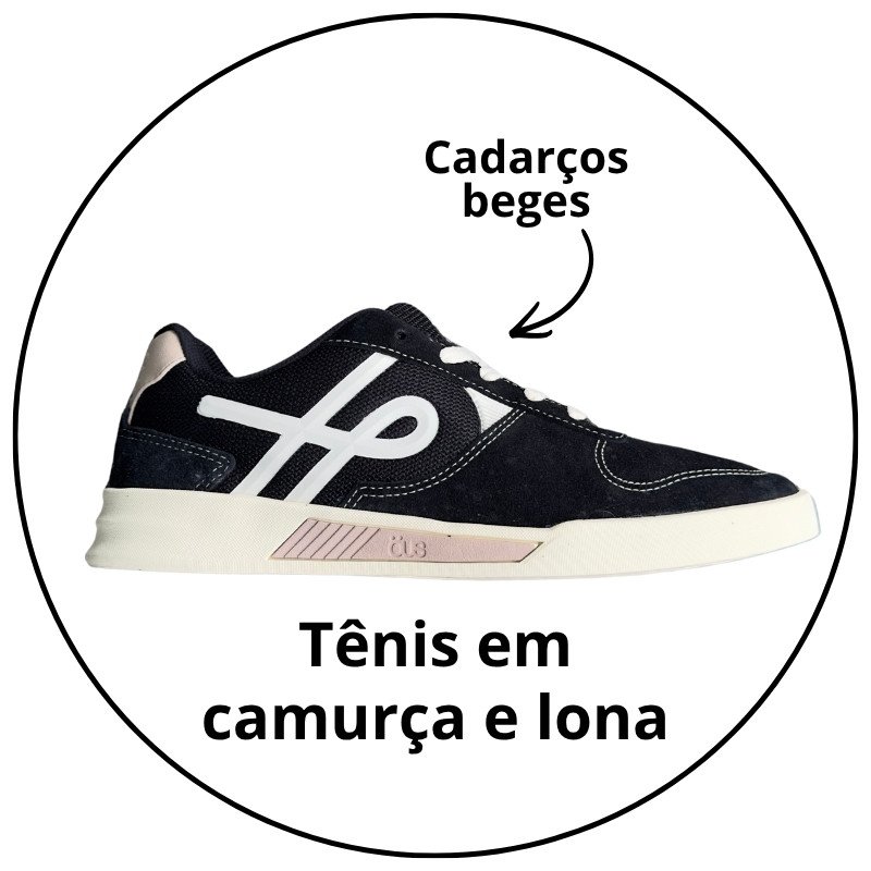 tenis ous gomes preto branco bege nomade essencial descricao 1