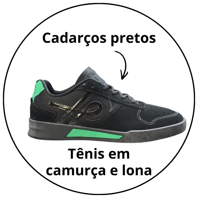 tenis ous gomes preto verde essencial 6
