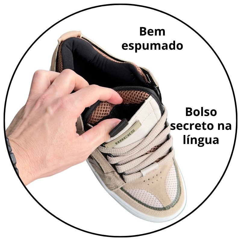 tenis hocks bold buck bege marrom descricao 2