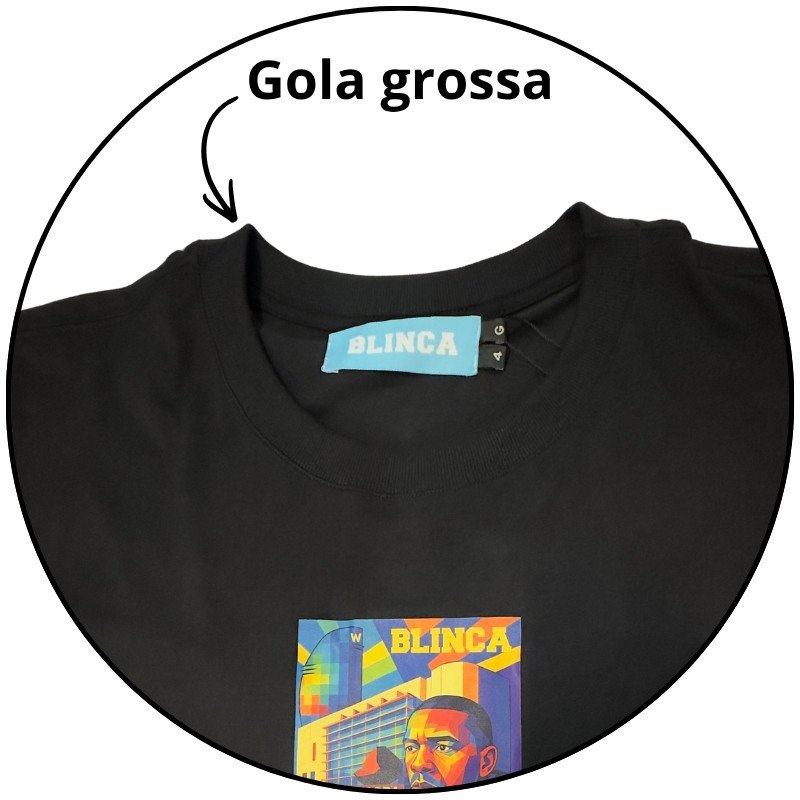 camiseta masculina plus size blinca barcelona preta descricao 3