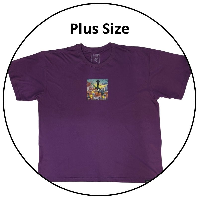 camiseta masculina plus size blinca rio de janeiro roxa descricao 1