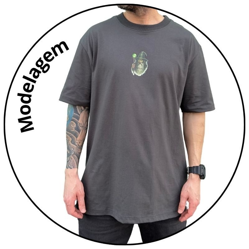 camiseta masculina street mahai mini mago cinza chumbo descricao 1