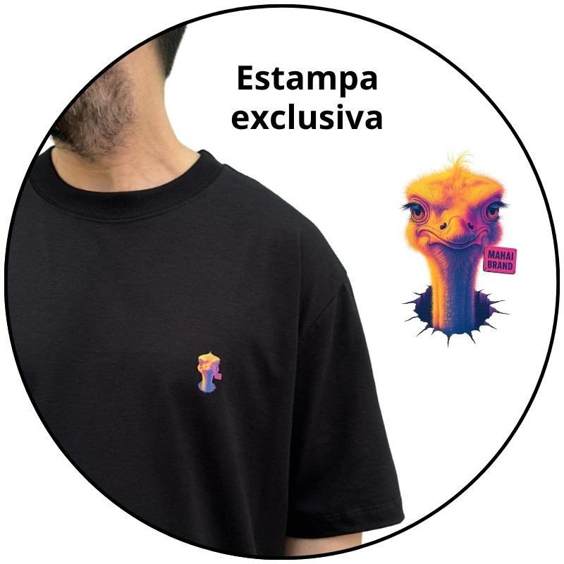 camiseta masculina street mahai mini avestruz preta descricao 3