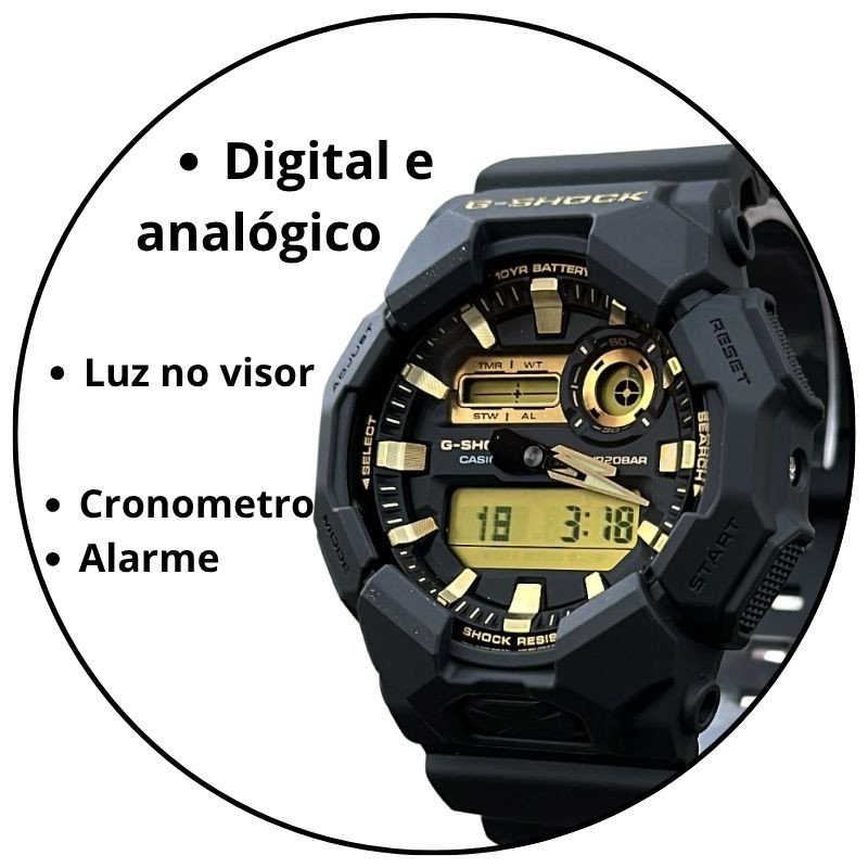 relogio de pulso casio g shock digital analogico ga 010gb 1a9dr preto fosco visor claro descricao 1