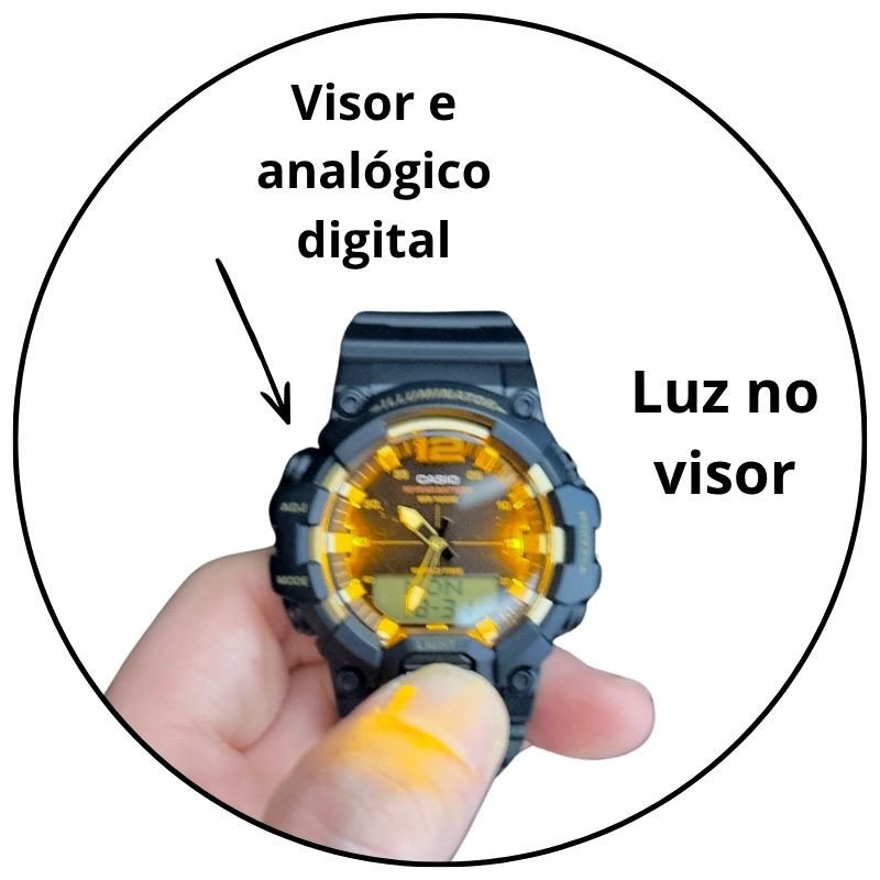 relogio de pulso casio standard analogico digital hdc 700 1avdf sc preto fosco dourado descricao 1
